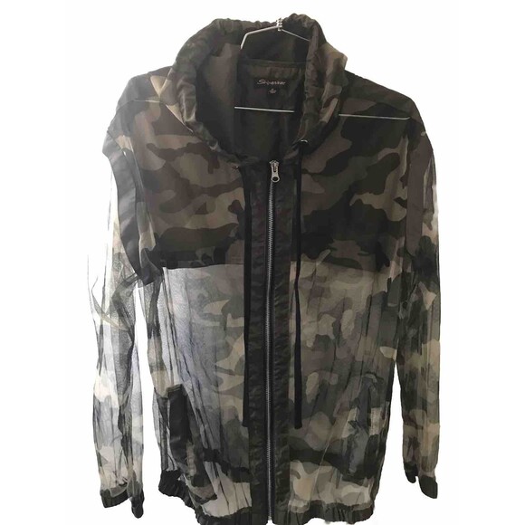 Shinestar Women’s Camo Print Mesh Army Hooded Jacket Size M - Picture 1 of 9